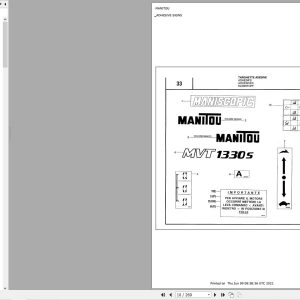 Manitou Telehandler MVT 1330S Parts Catalog 547080