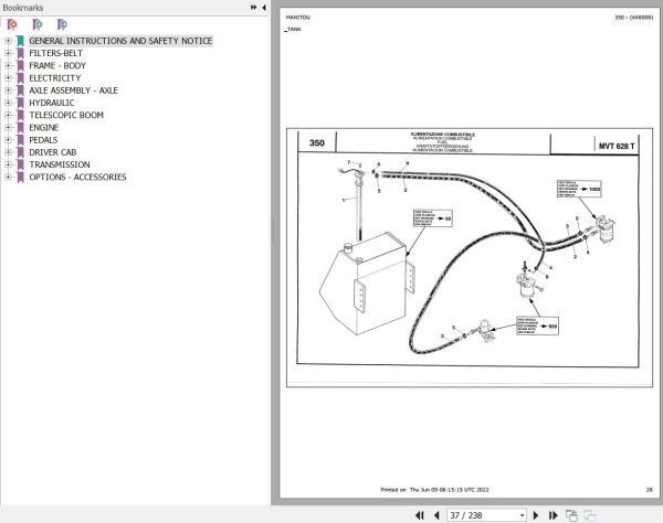 Manitou Telehandler MVT 628 TURBO USA Parts Catalog 648009