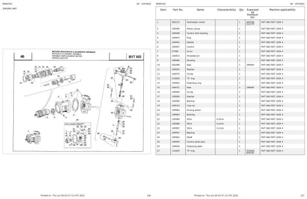 Manitou Telehandler MVT 660 MOT 1004 4 Parts Catalog 547065 1