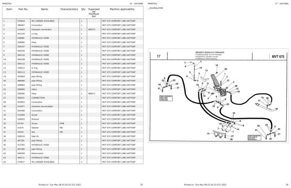 Manitou Telehandler MVT 675 Parts Catalog 547488 1