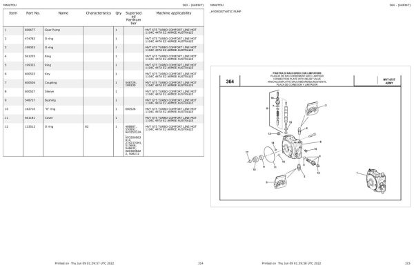 Manitou Telehandler MVT 675 T ARMY Parts Catalog 648347 1