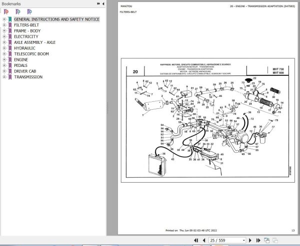 Manitou Telehandler MVT 730 COMFORT LINE MOT 1004 4 Parts Catalog 547593