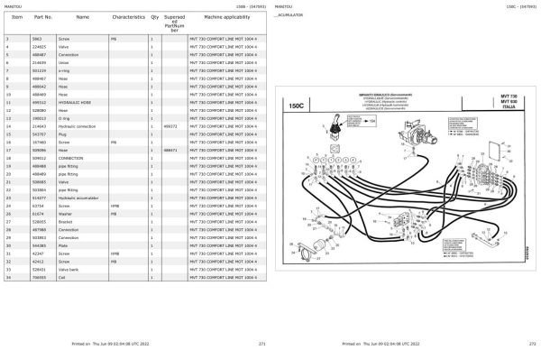 Manitou Telehandler MVT 730 COMFORT LINE MOT 1004 4 Parts Catalog 547593 1
