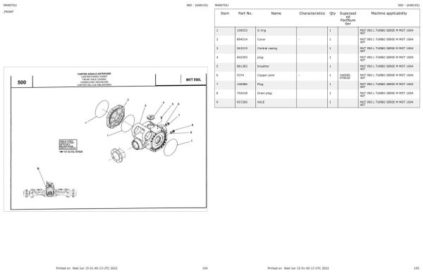 Manitou Telehandler MVT 950 L TURBO SERIE M MOT 1004 40T Parts Catalog 648155 1