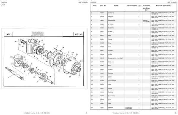 Manitou Telehandler MVT7140 MVT10100 Parts Catalog 648085 1