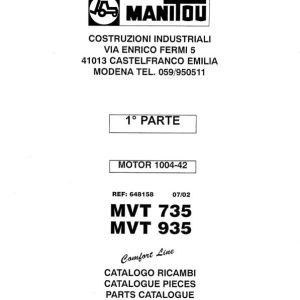 Manitou Telehandler MVT735 935 COMFORT LINE MOT 1004 42 Parts Catalog 648158