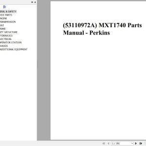 Manitou Telehandler MXT1740 Perkin Engine Parts Manual 53110972A