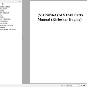 Manitou Telehandler MXT840 Kirloskar Engine Parts Manual 53109856A