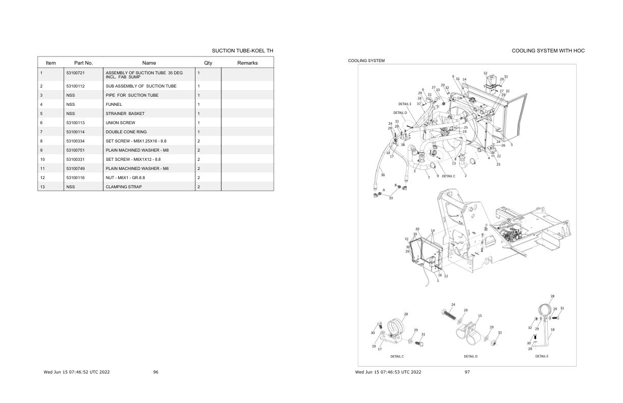 Manitou Telehandler MXT840 Kirloskar Engine Parts Manual 53109856A