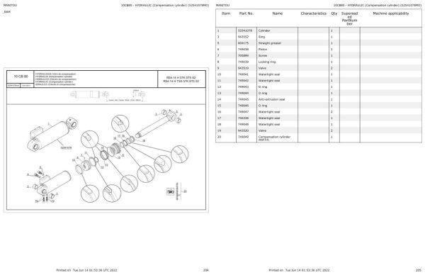 Manitou Telehandler RS4 14 H TSS 57K ST5 S2 Parts Catalog 647850 1