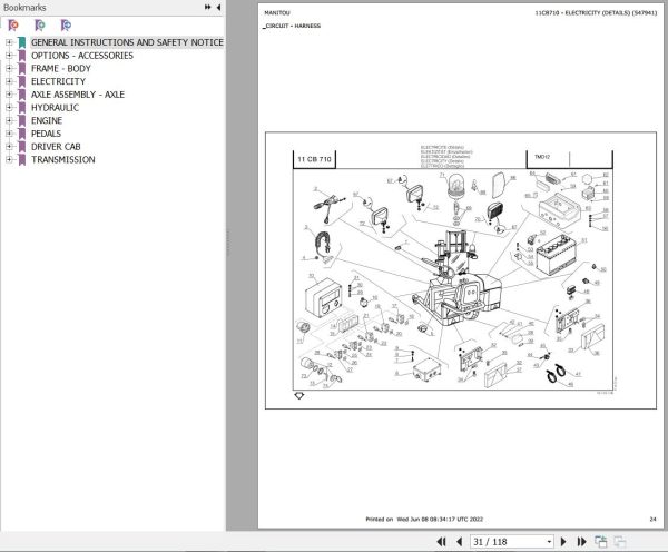 Manitou Telehandler TMD 12 3M50 Parts Catalog 547941 1