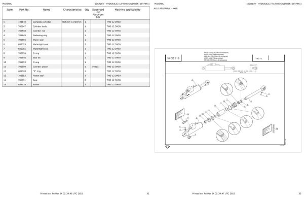 Manitou Telehandler TMD12 Parts Catalog