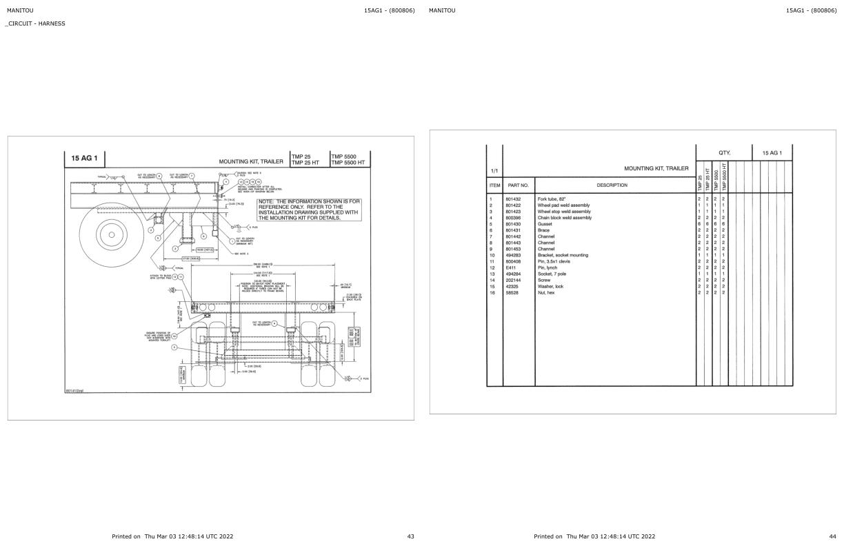 Manitou Telehandler TMP25 Parts Catalog 800806
