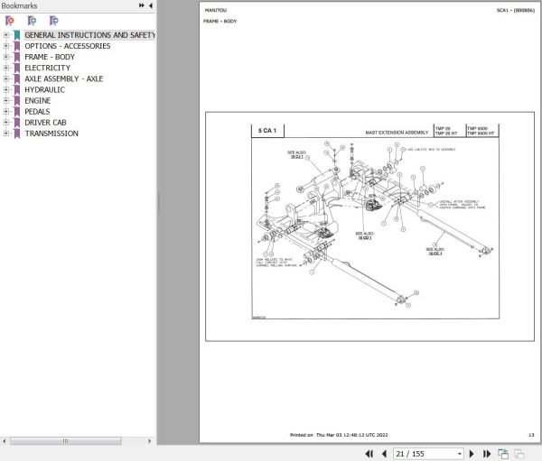 Manitou Telehandler TMP25 Parts Catalog 800806 1