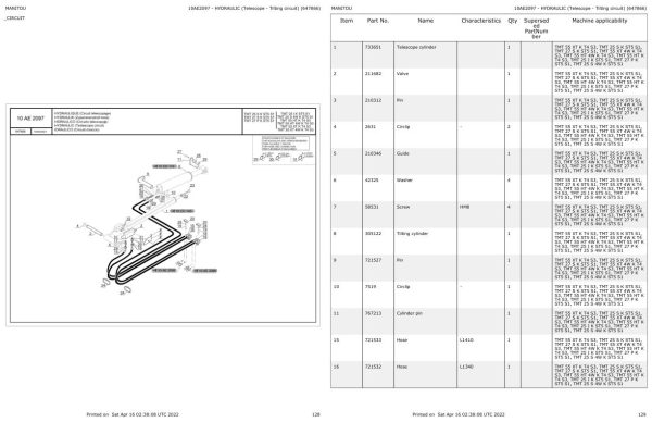 Manitou Telehandler TMT 25 I K ST5 S1 Parts Catalog 647866
