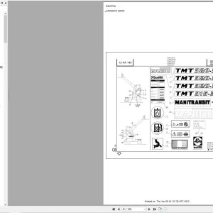Manitou Telehandler TMT 315 3 SIFL TMT 320 3 SI FL SIFL Parts Catalog 547632