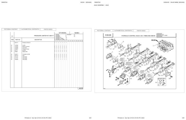 Manitou Telehandler TMT 320 HT TURBO Parts Catalog 801646