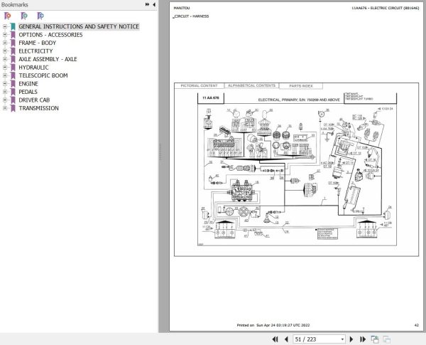 Manitou Telehandler TMT 320 HT TURBO Parts Catalog 801646 1