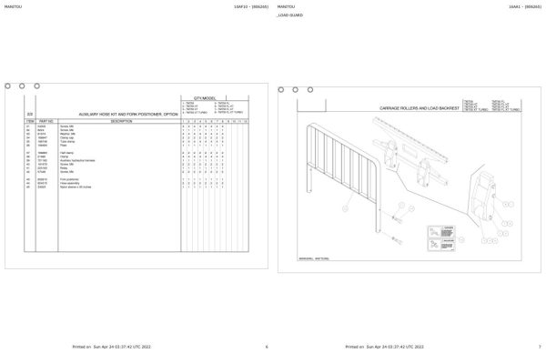 Manitou Telehandler TMT 55 FL Parts Catalog 806265