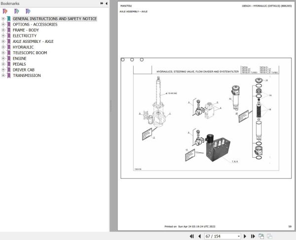 Manitou Telehandler TMT 55 FL XT Parts Catalog 806265 1