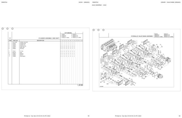 Manitou Telehandler TMT 55 HT Parts Catalog 806265