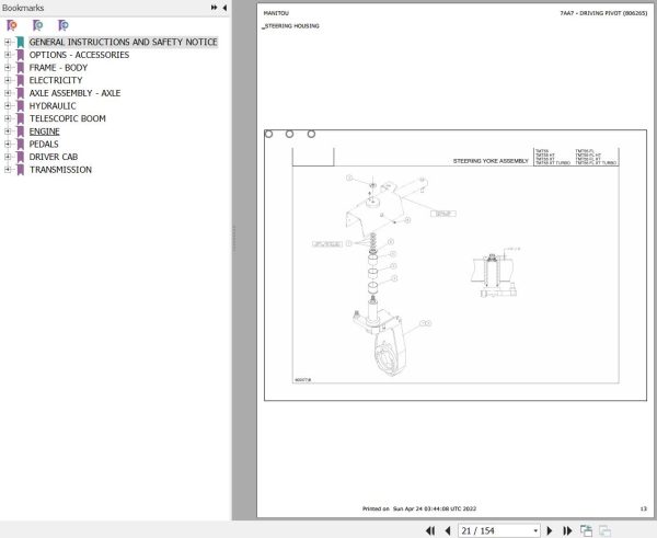 Manitou Telehandler TMT 55 HT Parts Catalog 806265 1