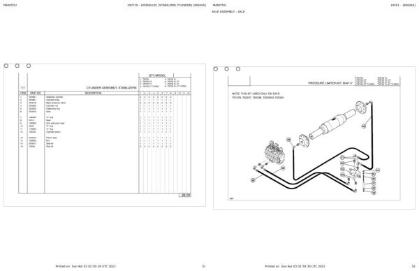 Manitou Telehandler TMT 55 Parts Catalog 806265