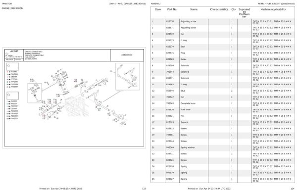 Manitou Telehandler TMT X 25 S 4W K E3 S2 Parts Catalog 647908