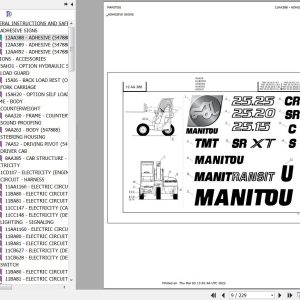 Manitou Telehandler TMT25 20SRXTS1E2 Parts Catalog 547888 1