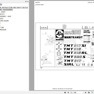Manitou Telehandler TMT317 SI Parts Catalog 547633 1