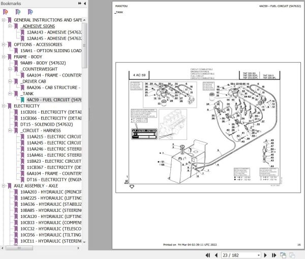 Manitou Telehandler TMT320 3 FL Parts Catalog 547632 1