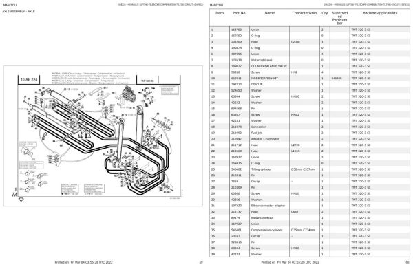 Manitou Telehandler TMT320 3 SI Parts Catalog 547632