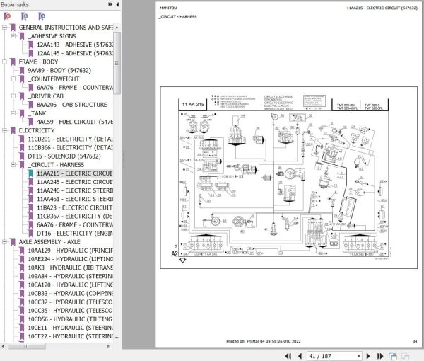 Manitou Telehandler TMT320 3 SI Parts Catalog 547632 1