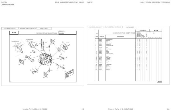 Manitou Telehandler TMT320 FL HT Parts Catalog