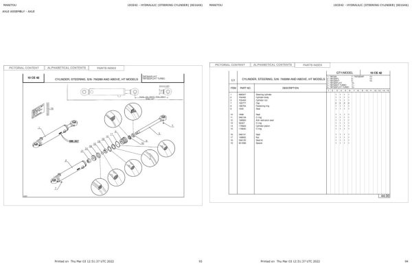 Manitou Telehandler TMT320 FL HT TURBO Parts Catalog 801646