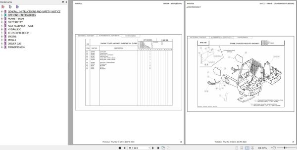 Manitou Telehandler TMT320 FL HT TURBO Parts Catalog 801646 1