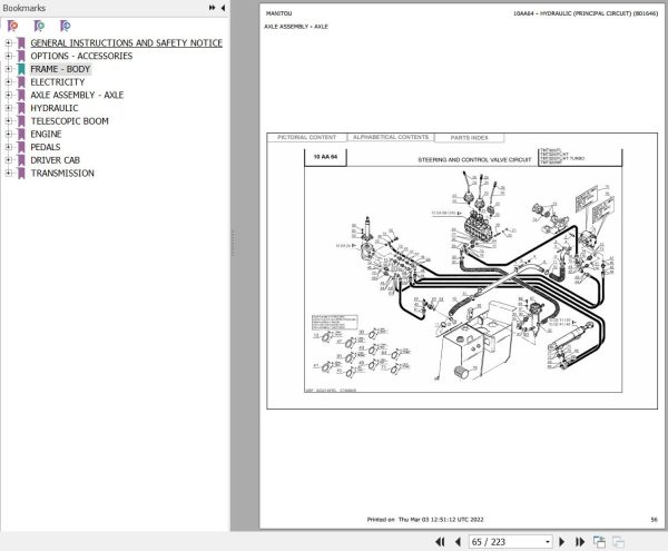 Manitou Telehandler TMT320 HT Parts Catalog 801646 1