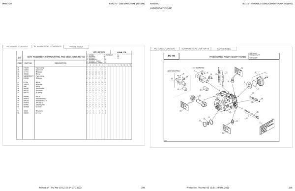 Manitou Telehandler TMT320 HT TURBO Parts Catalog 801646