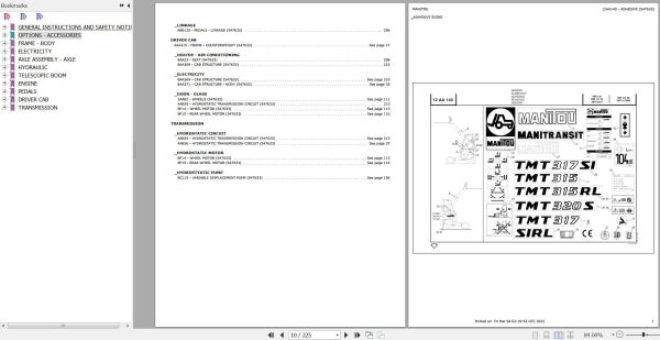 Manitou Telehandler TMT320 S Parts Catalog 547633 1