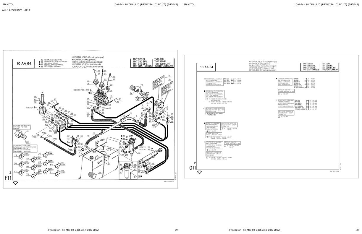 Manitou Telehandler TMT322 Parts Catalog 547043