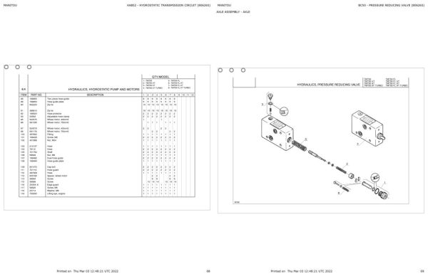 Manitou Telehandler TMT55 FL Parts Catalog 806265