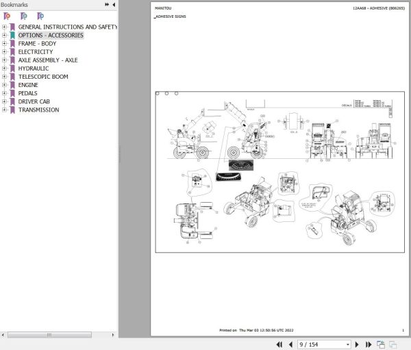 Manitou Telehandler TMT55 Parts Catalog 806265 1