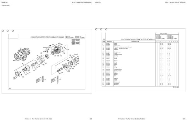 Manitou Telehandler TMT55 XT Parts Catalog 806265