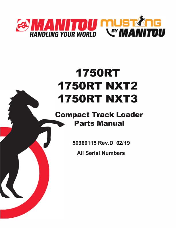 Manitou Track Loader 1750RT 1750RT NXT2 1750RT NXT3 Parts Manual 50960115D
