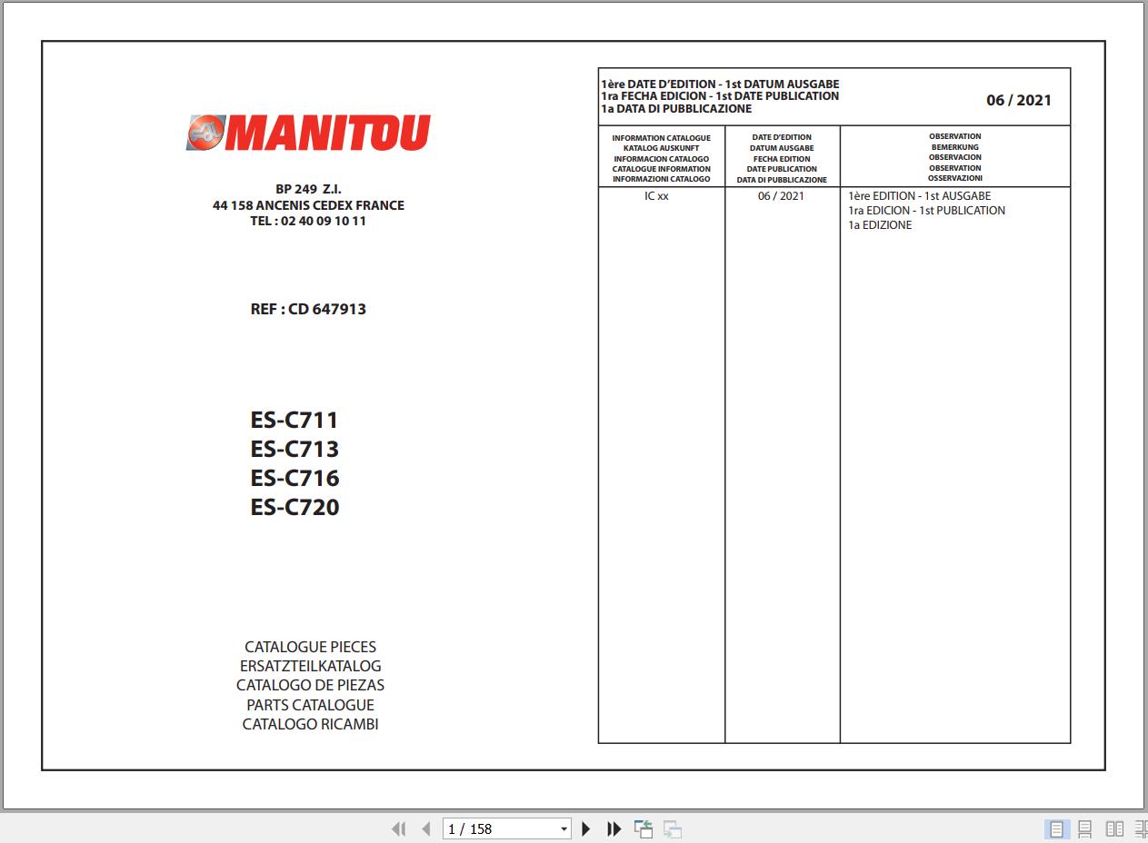 Mannitou Platforms MAN GO 33 Parts Catalog 647533