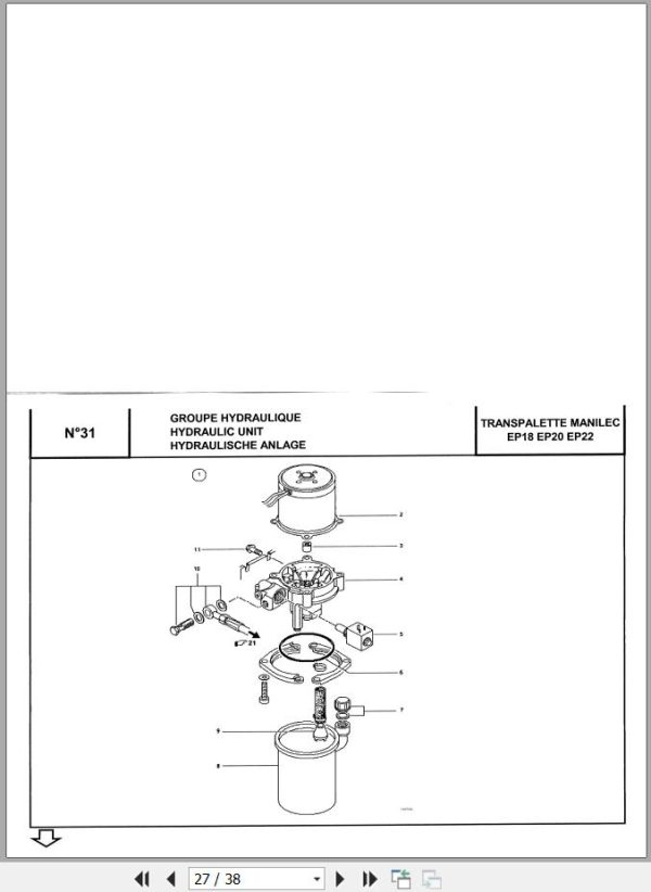 Mannitou Warehousing EP18 EP20 EP22 Parts Catalog 662430