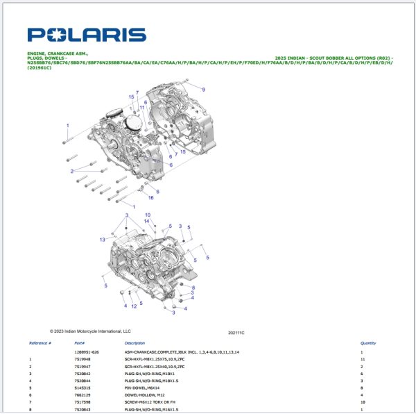 Polaris INDIAN Full Models Updated 2025 Part Manual PDF 1