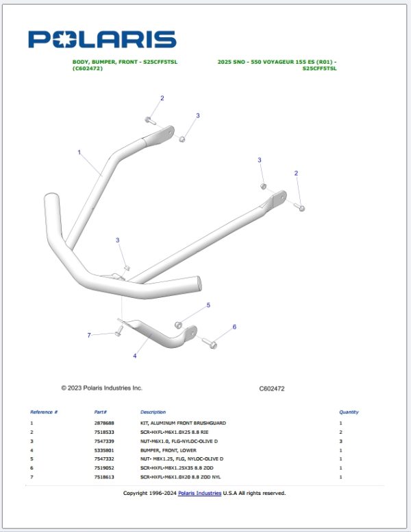 Polaris SNO Full Models Updated 2025 Part Manual PDF 1