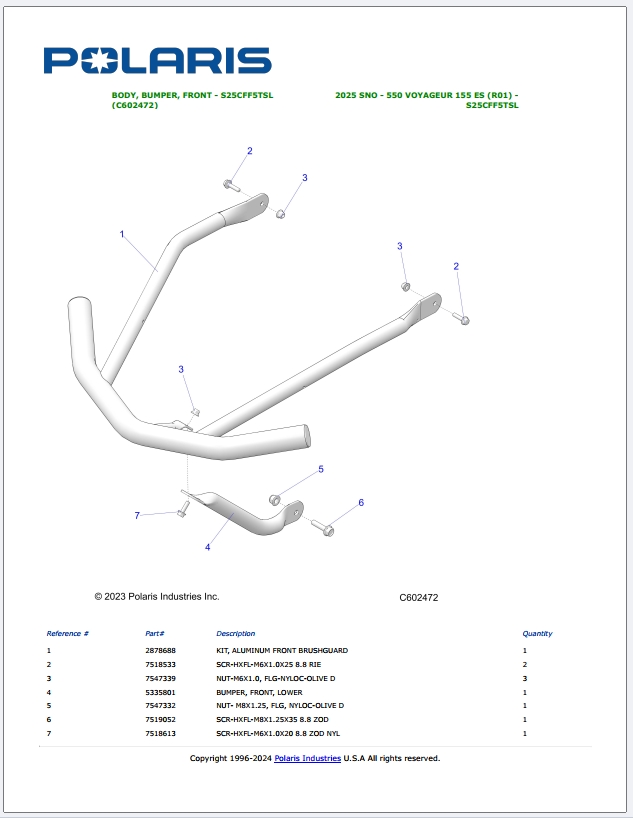 Polaris SNO Full Models Updated 2025 Part Manual PDF 1