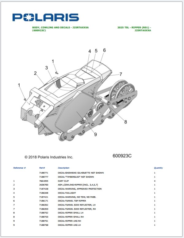Polaris TSL Full Models Updated 2025 Part Manual PDF 1